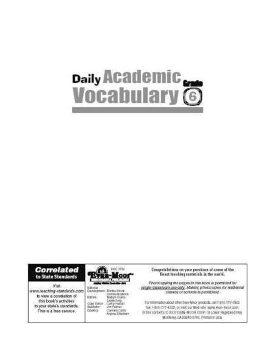 Evan-Moor Educational Publishers Daily Academic Vocabulary, Grade 6