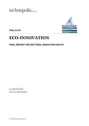 Eco-Innovation final report for sectoral innovation watch