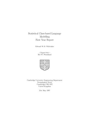 Statistical Class-Based Language Modelling