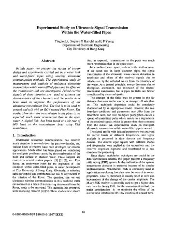 Experimental study on Ultrasonic signal transmission within the water-filled pipes