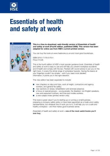 Health and Safety Executive (HSE). Essentials of health and safety at work