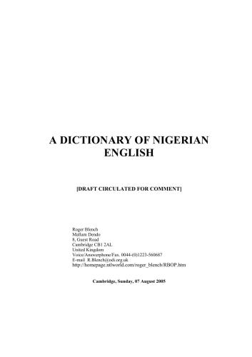 Blench Roger A dictionary of nigerian english