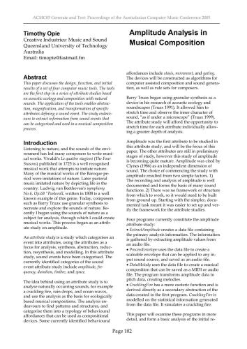 Amplitude Analysis in Musical Composition