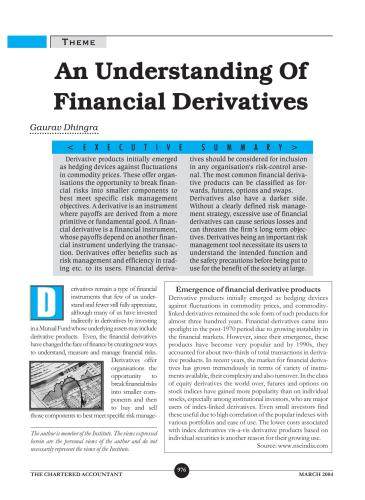 An understanding of financial derivatives