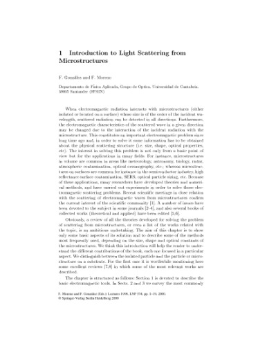 Light Scattering from Microstructures: Lectures of the Summer School of Laredo, University of Cantabria, Held at Laredo, Spain, Sept. 11–13, 1998