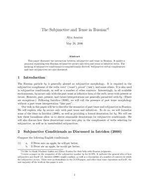 The Subjunctive and Tense in Russian