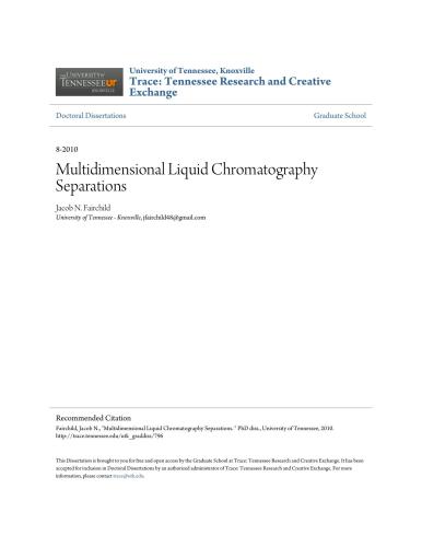 Multidimensional Liquid Chromatography Separations