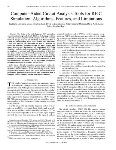 Computer-Aided Circuit Analysis Tools for RFIC Simulation: Algorithms, Features, and Limitations