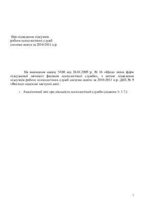 Аналітичний звіт практичного психолога ДНЗ