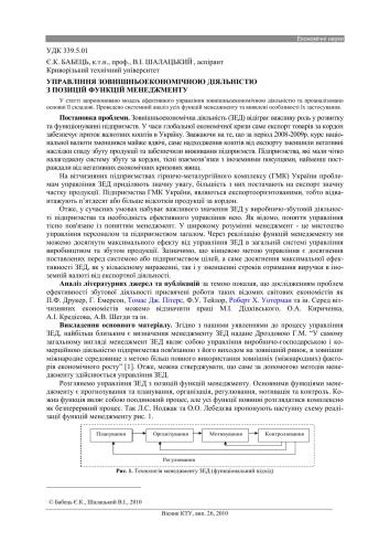 Управління зовнішньоекономічною діяльністю з позицій функцій менеджменту