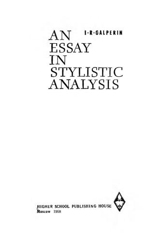 An essay in stylistic analysis