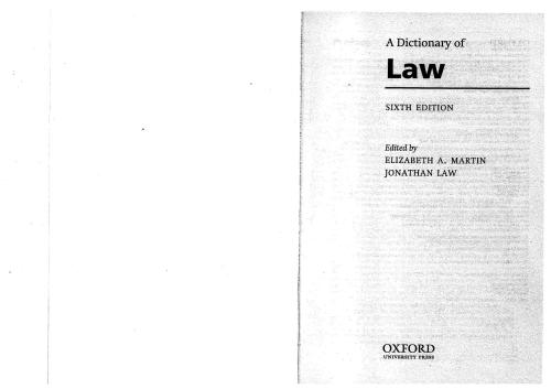 A Dictionary of Law