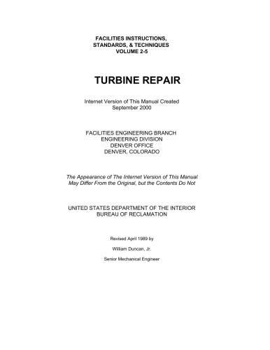 United States department of the Interior-Bureau of Reclamation-Turbine Repair