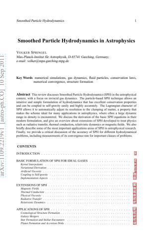 Smoothed Particle Hydrodynamics in Astrophysics