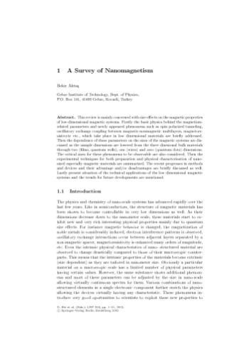 Nanostructured Magnetic Materials and Their Applications