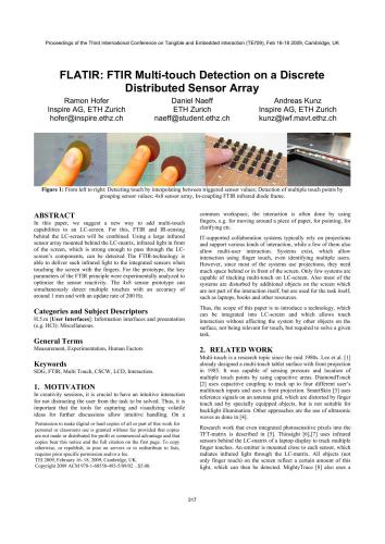 FLATIR: FTIR Multi-touch Detection on a Discrete Distributed Sensor Array