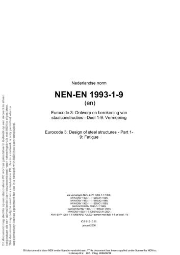 NEN-EN 1993-1-9 Design of steel structures - Part 1-9: Fatigue