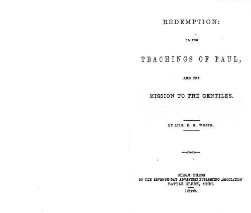 The Teaching of Paul and his Mission to the Gentiles. 1878