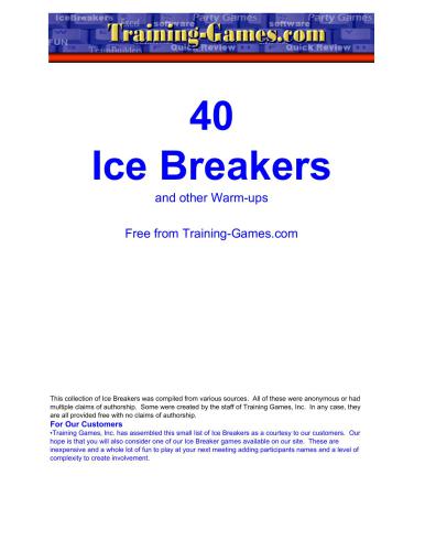 40 Ice-Breakers and other Warm-ups