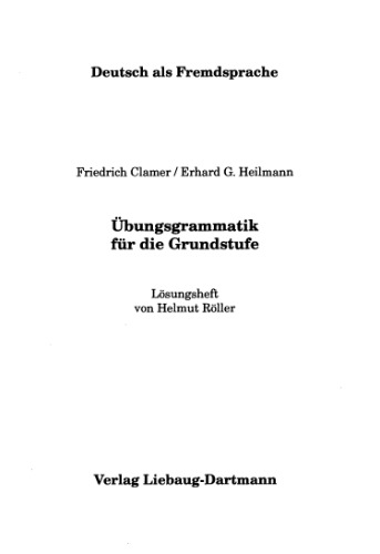 Lösungsheft zur Übungsgrammatik für die Grundstufe