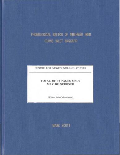 Phonological sketch of Mushuau Innu (Davis Inlet Naskapi)