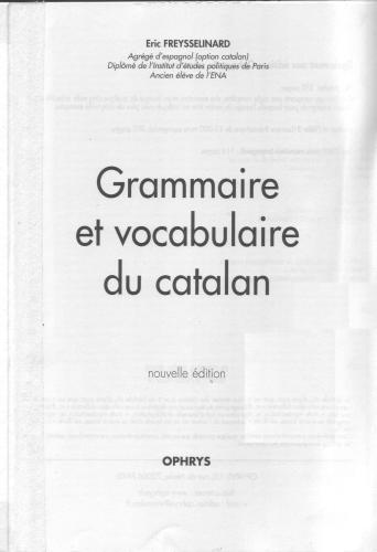 Grammaire et vocabulaire du catalan