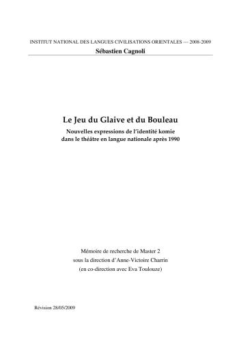 Le Jeu du Glaive et du Bouleau Nouvelles expressions de l’identité komie dans le théâtre en langue nationale après 1990