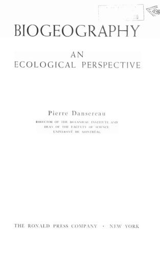 Biogeography: an ecologycal perspective