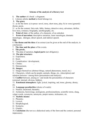 Scheme of the analysis of a literary text