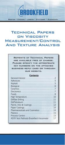 Technical Papers on Viscosity Measurement/Control And Texture Analysis