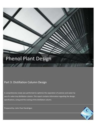 Phenol Plant Design. Part 3. Distillation Column Design