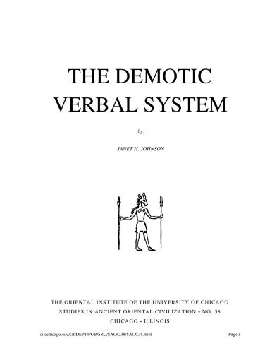 The Demotic Verbal System