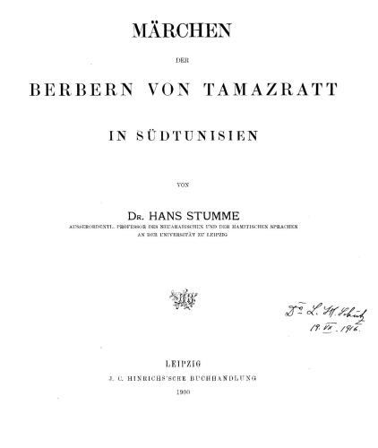 Märchen der Berben von Tamazratt in Südtunisien