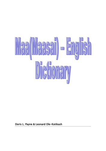 Maa(Maasai)-English Dictionary - Kenyan Southern Maasai, Samburu