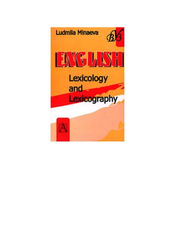 English. Lexicology and Lexicography