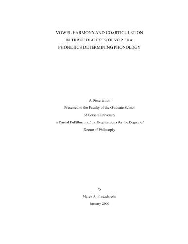 Vowel harmony and coarticulation in three dialects of Yoruba: phonetics determining phonology