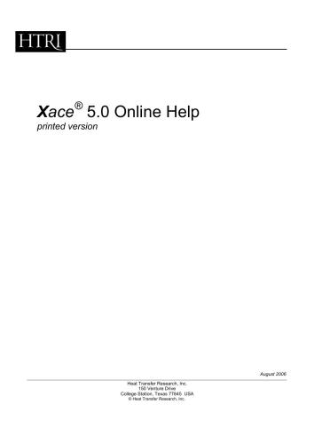 HTRI - Xace 5.0 Online Help (Printed version)