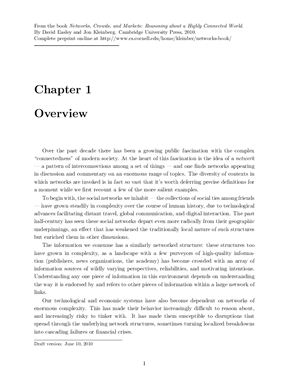 Networks, Crowds, and Markets: Reasoning about a Highly Connected World. Chapter 1