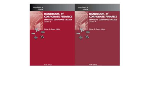 Handbook of Empirical Corporate Finance Set, Volume 1 & 2