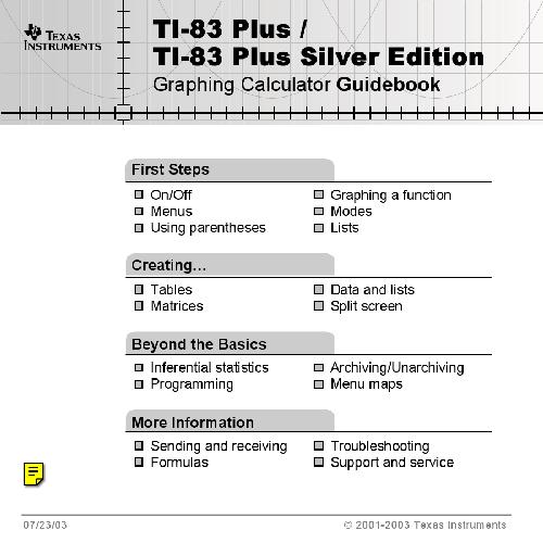 TI-83 Plus graphing calculator - Guidebook