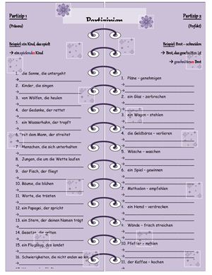 Partizipien Arbeitsblatt