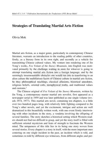 Strategies of Translating Martial Arts Fiction