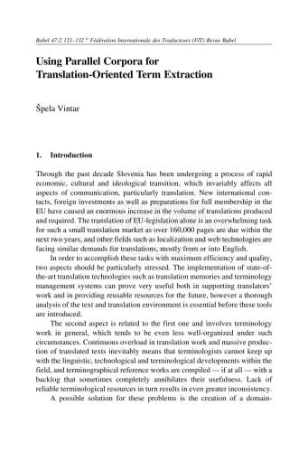 Using Parallel Corpora for Translation-Oriented Term Extraction