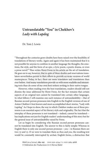 Untranslatable You in Chekhov’s Lady with Lapdog. 50 (4)