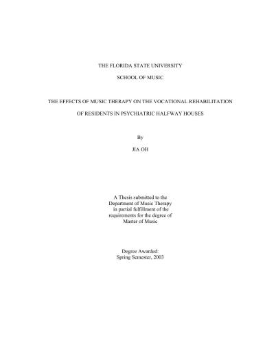 The effects of music therapy on the vocational reabilitation of residents in psychiatric halfway houses