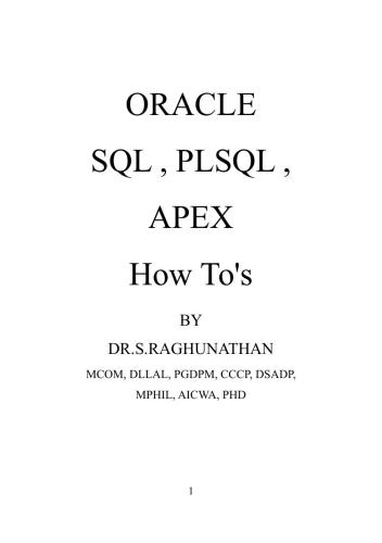 Oracle SQL, PLSQL, APEX How To's