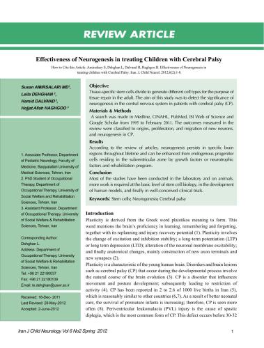 Effectiveness of Neurogenesis in treating Children with Cerebral Palsy