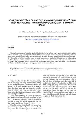 The catalytic efficiency of transition metal oxides deposited on the polymer matrix in sodium sulfide oxidation