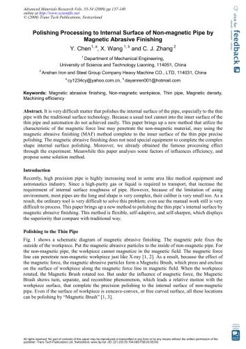 Polishing Processing to Internal Surface of Non-Magnetic Pipe by Magnetic Abrasive Finishing