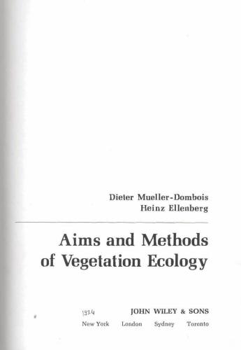 Aims and Methods of Vegetation Ecology